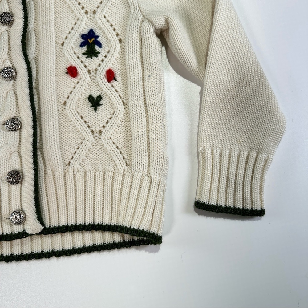 Pfister girls embroidered alpine knit cardigan cottagecore floral cream - Picture 4 of 11